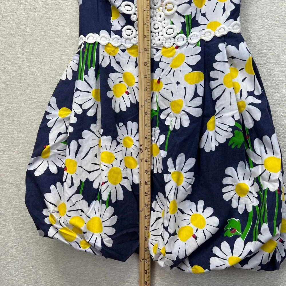 Lilly Pulitzer Original Look Lady Navy Daisy Strapless Ladybug Bubble Dress Sz 2